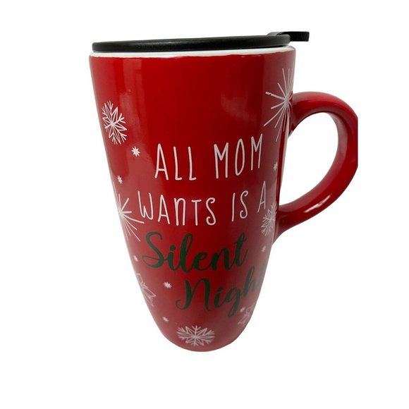 St Nicolas Travel Mug Christmas Ceramic Red White Green18 Ounces 6 1/2" 3 1/2" - Picture 5 of 6